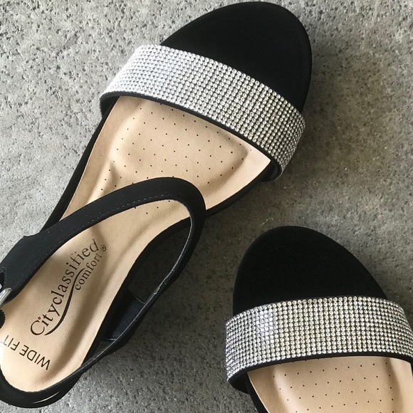 City Class Black Wide-Fit Comfort Wedge Sandal - Picture 7 of 8